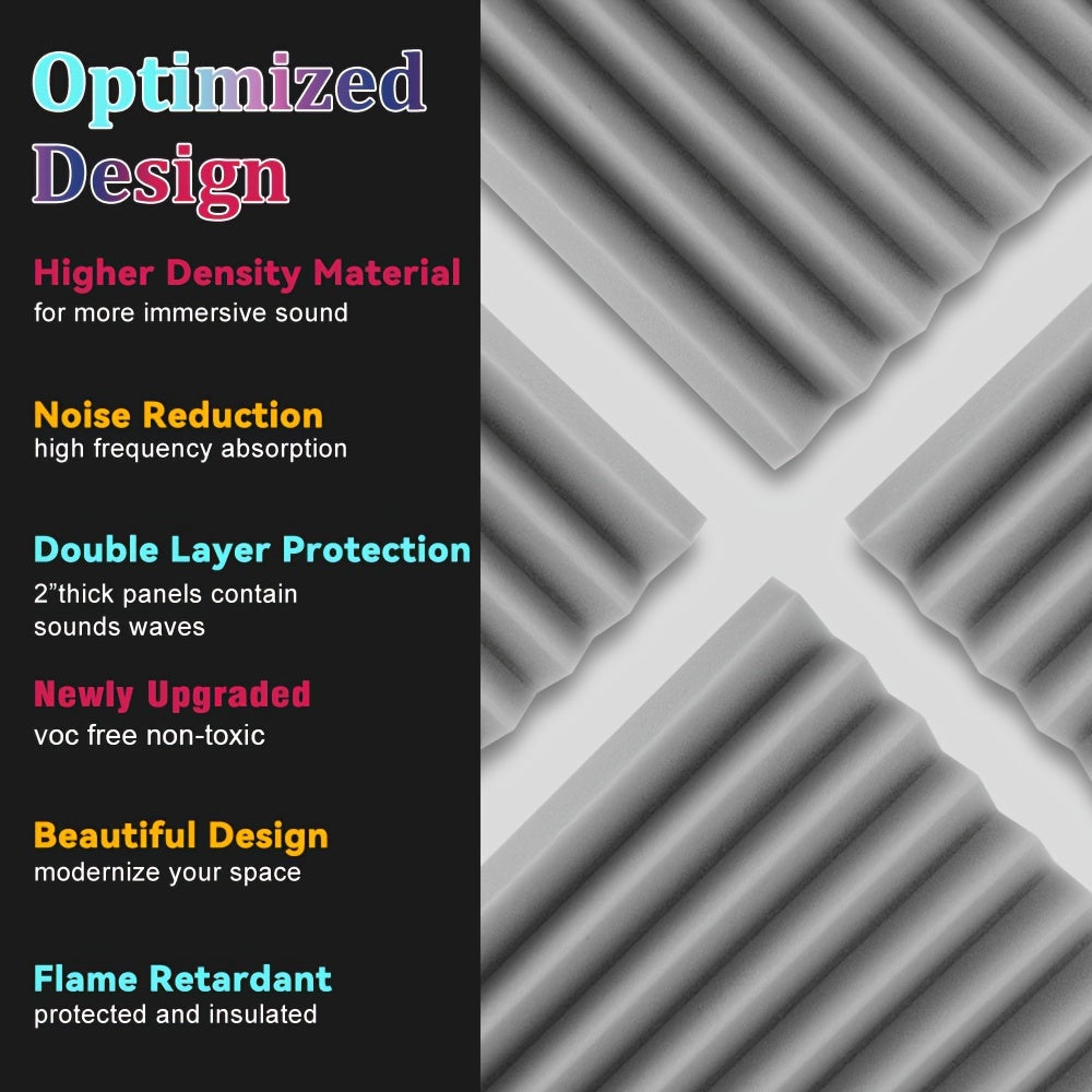 12 штук акустических панелей из пенопласта для снижения шума, звукоизоляции, белые, черные, серые, 30x30x2.5 см