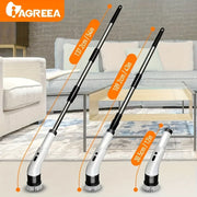 3 tezlikli simsiz elektr spin scrubber, teleskopik tutqich va almashtiriladigan cho'tka boshlari bilan, plitka, vanna, lavabo va devor tozalash uchun