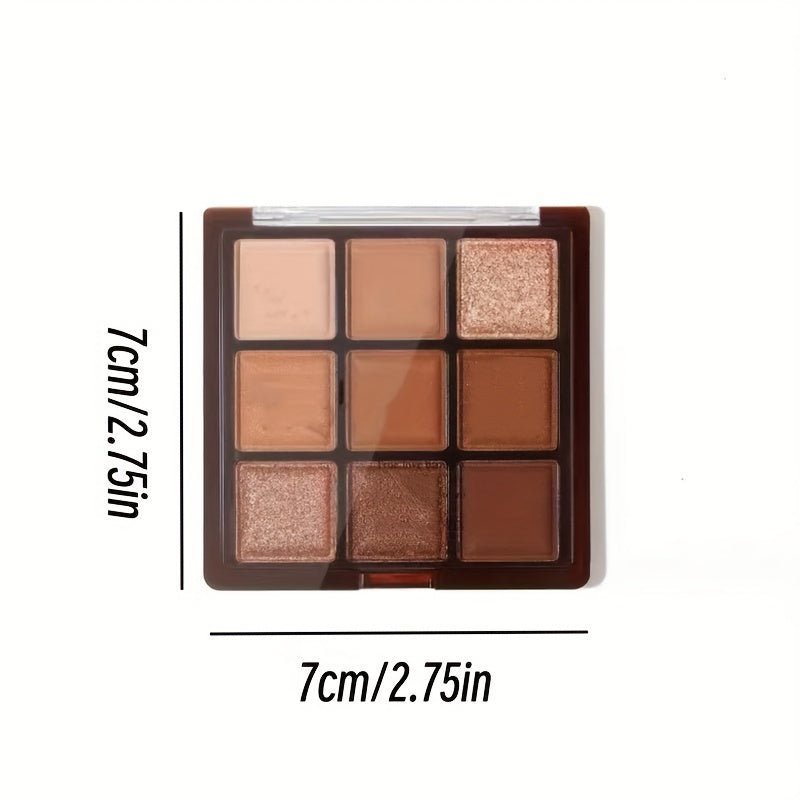 Палитра теней для век 9 цветов коричневая с шиммером, матовая, шоколадная для ежедневного использования
