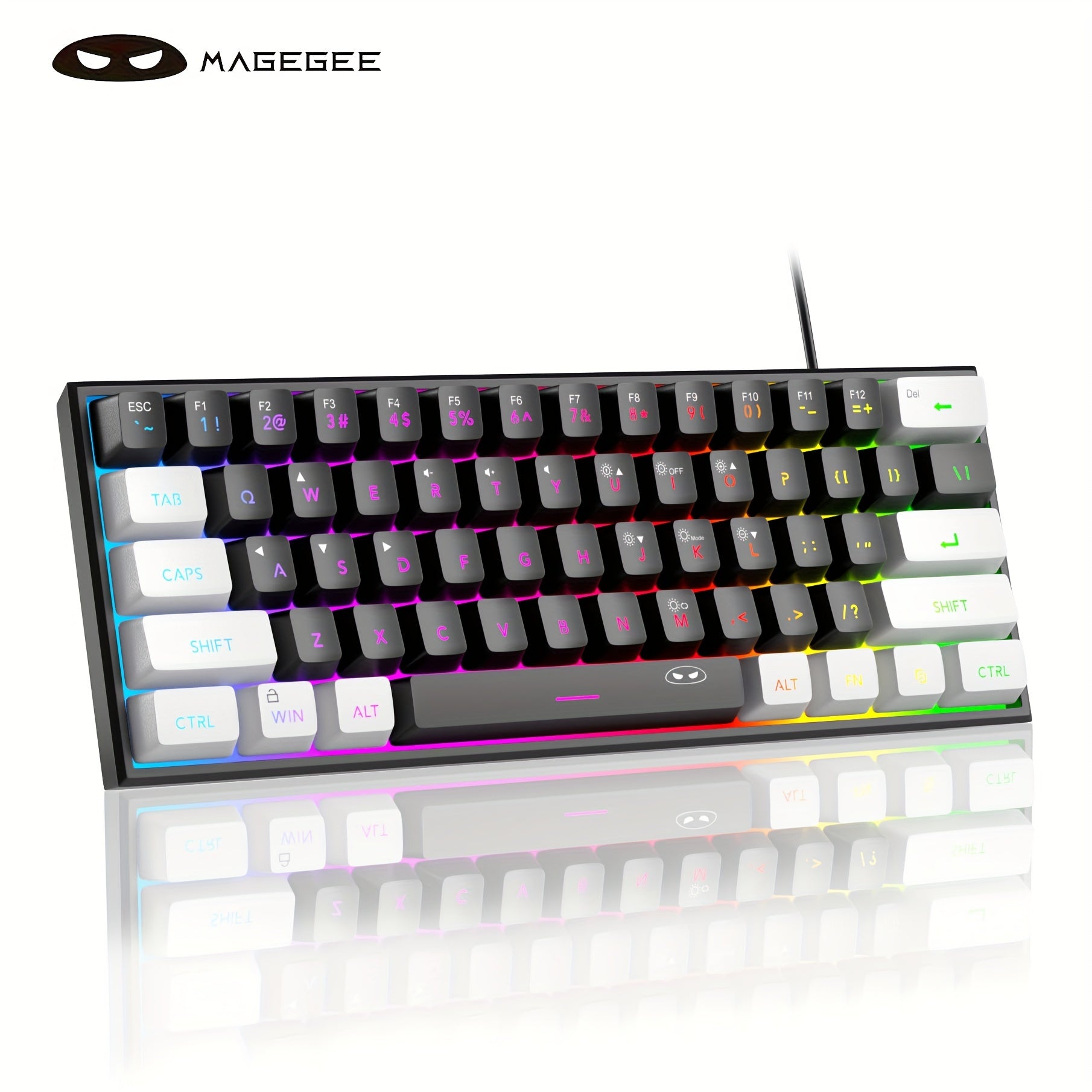 Mini 60% RGB Backlit Mechanical Gaming Keyboard for Windows Mac Laptops