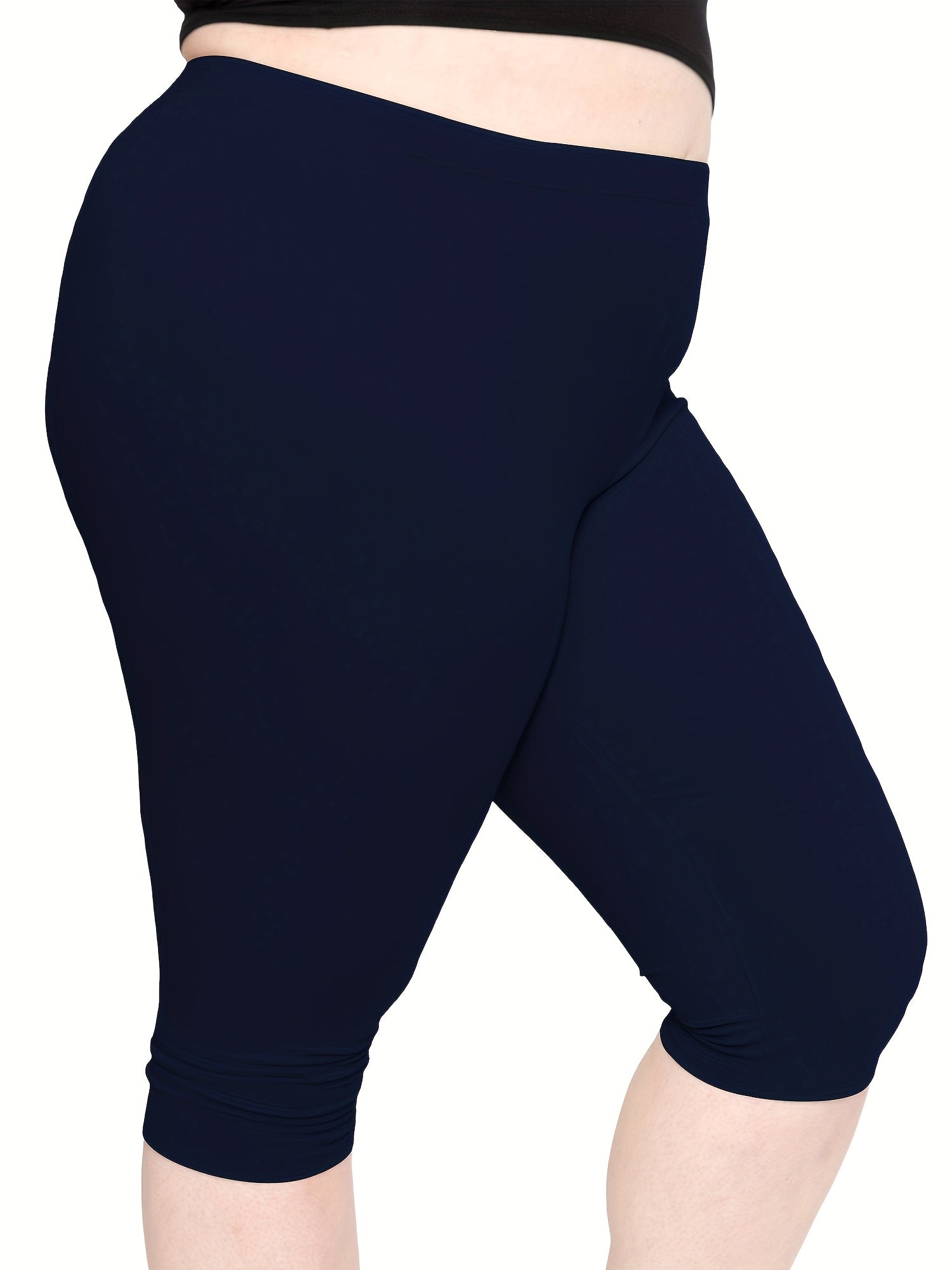 Plus Size Women’s High-Waisted Stretch Capri Leggings Soft Lightweight 3/4 Length