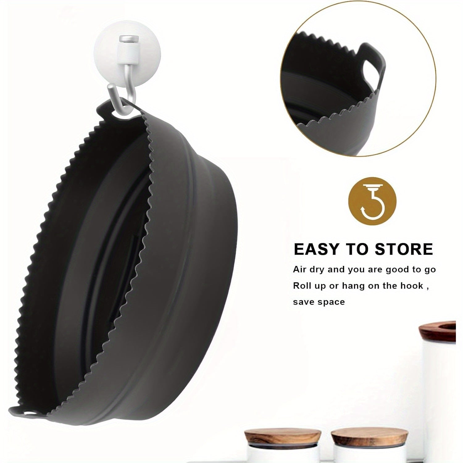 8-chiqishli Havo Fritöz uchun aksessuarlar to'plami, Silikon savat va po'lat rack bilan