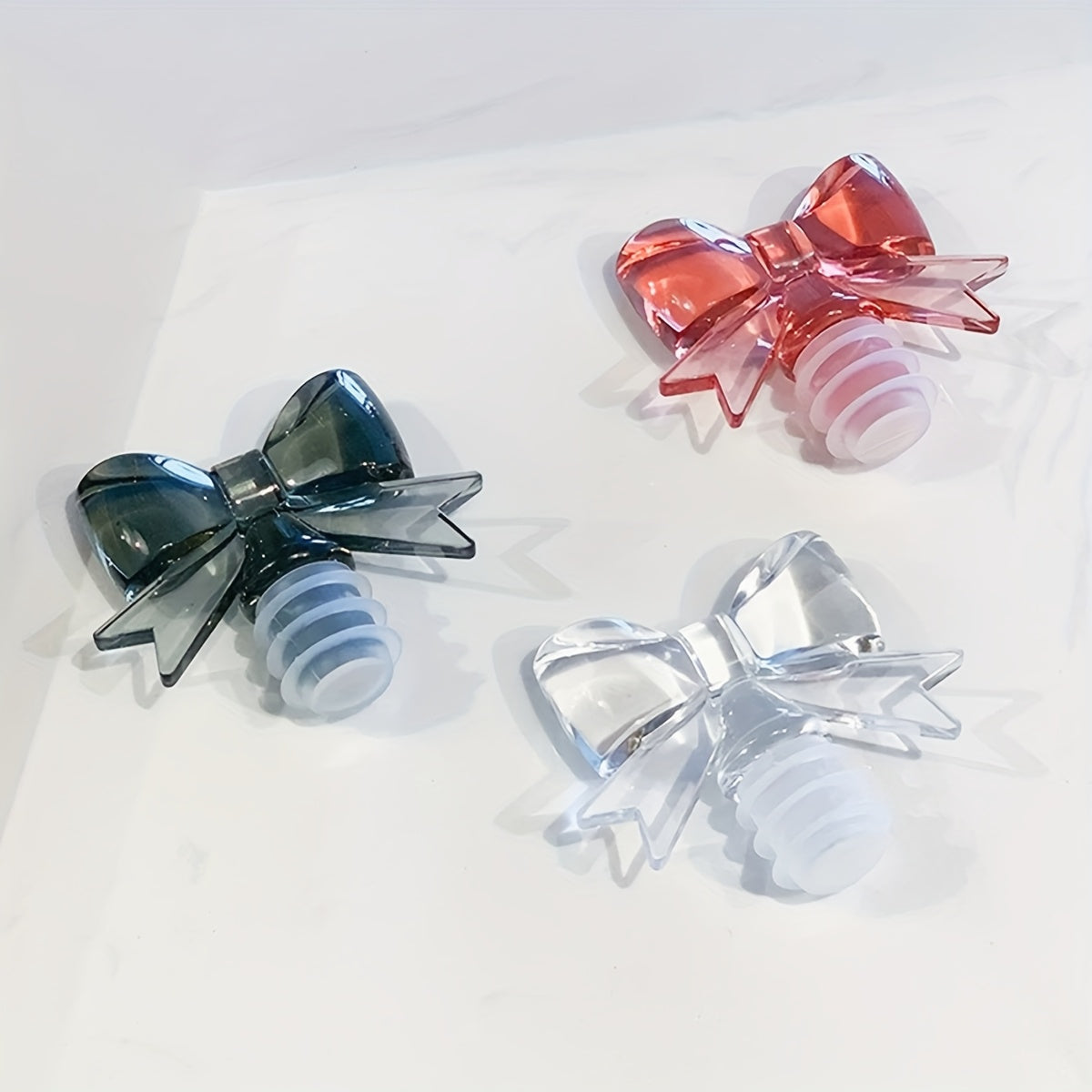 Pink Silicone Bow Wine Stopper for Champagne and Grape Wine Preservation