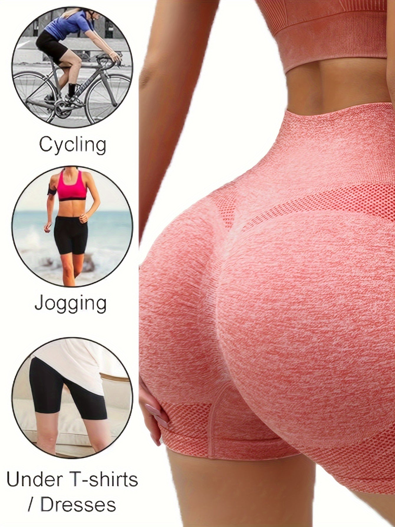 Women's High-Waisted Yoga Shorts Breathable Stretch Quick-Dry Tummy Control Pink Greenish-Gray Dark Gray