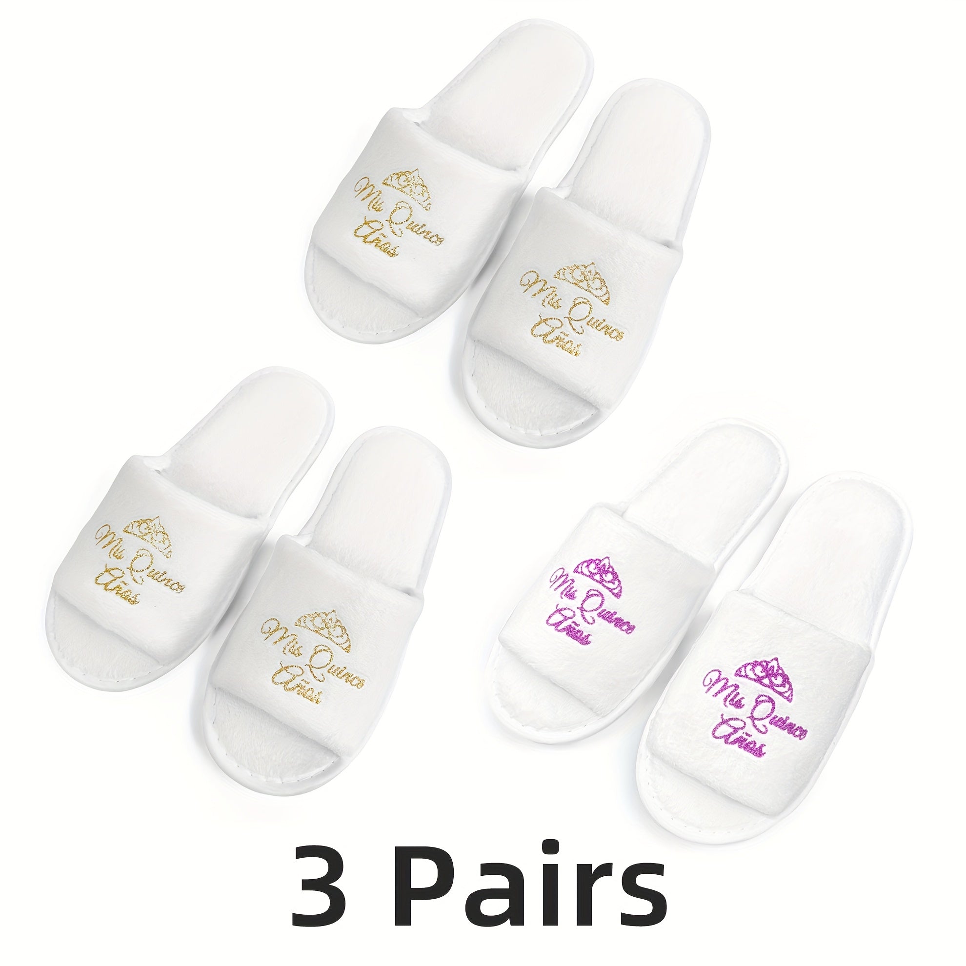 Girls Quinceanera Glitter Gold Slippers Open Toe Indoor Shoes