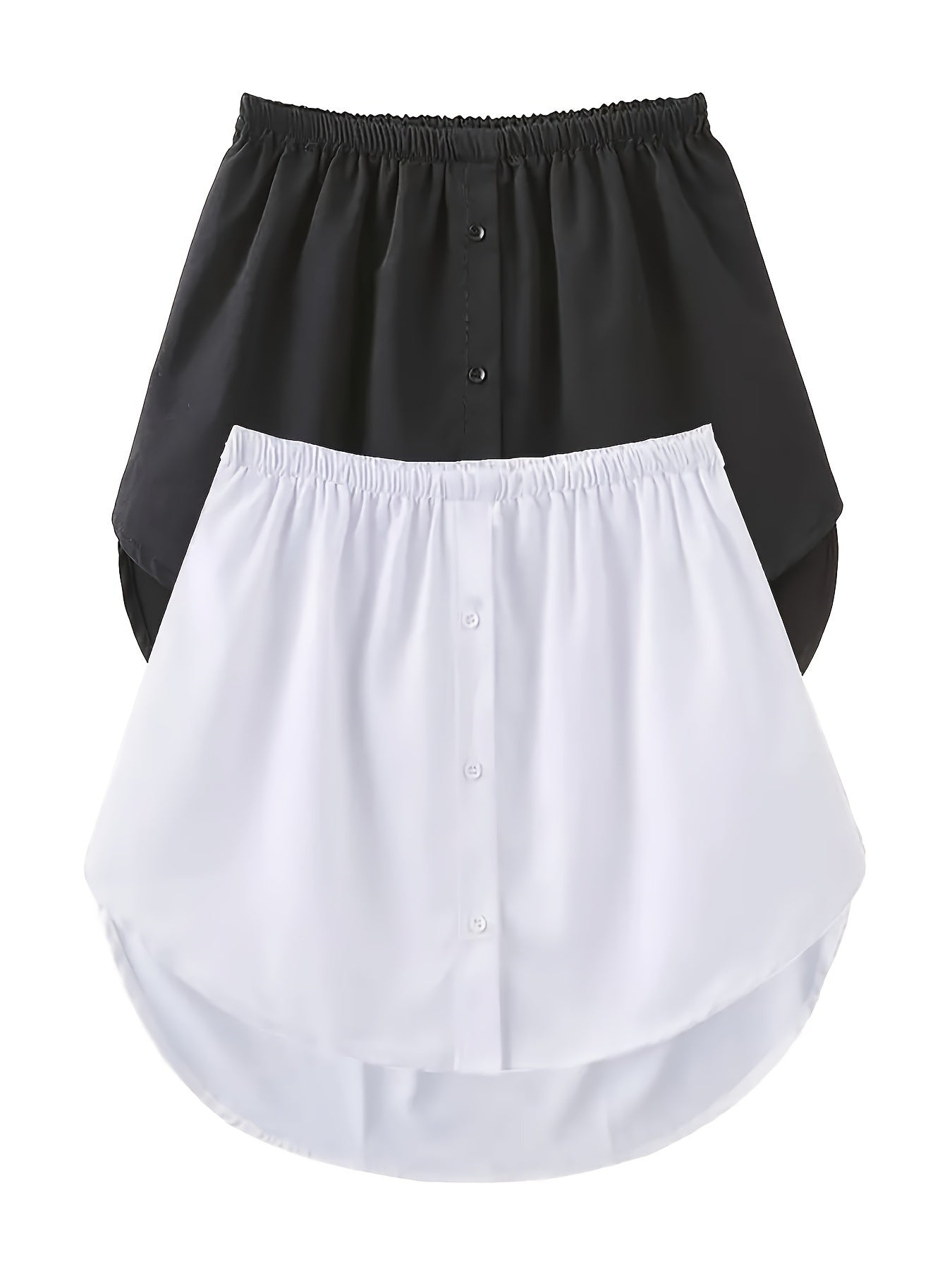 Plus Size Women's Flared Skirt Polyester Solid Color Short Length Button Detail