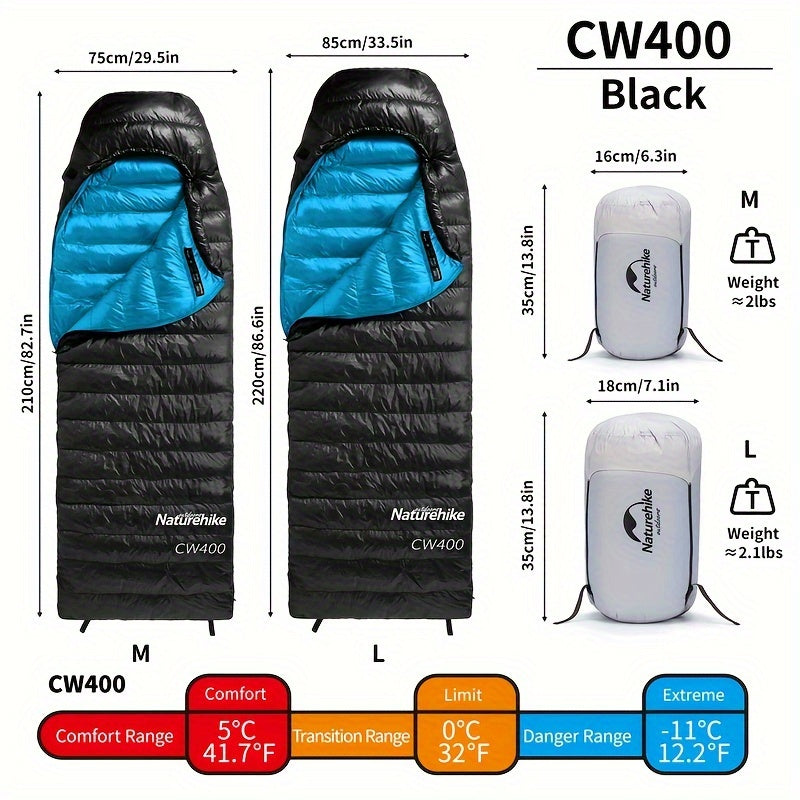 Naturehike Ultra-Light Goose Down Sleeping Bags qishki lagerda eng yuqori qulaylikni ta'minlaydi.