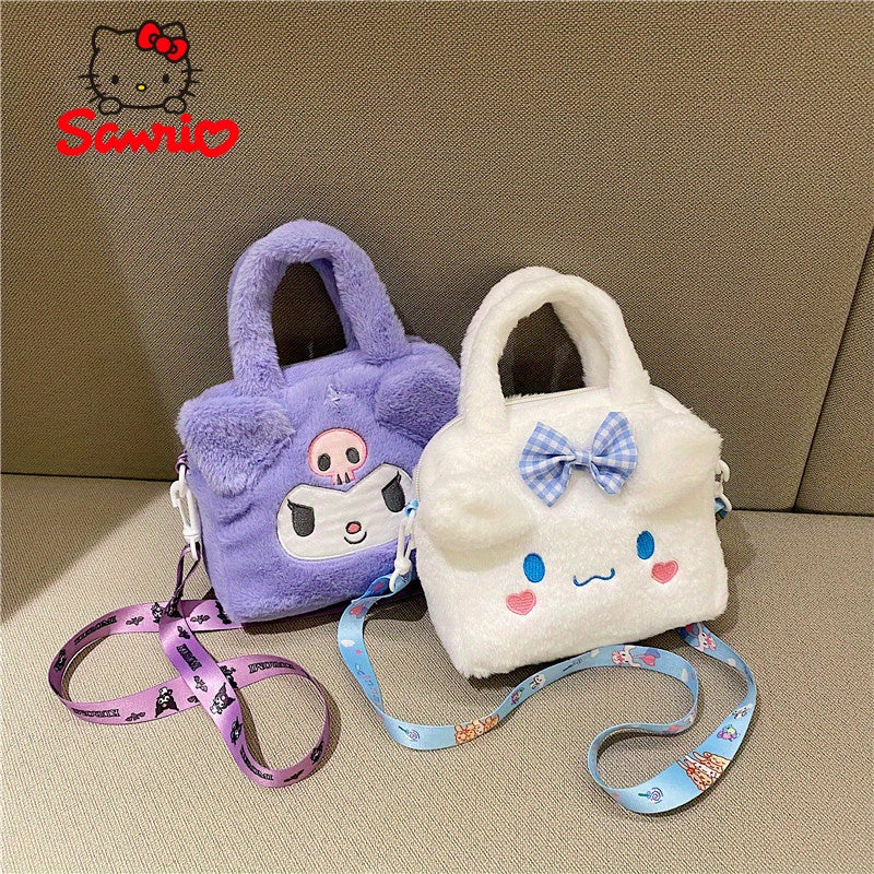 Sanrio Hello Kitty, Kuromi va My Melody Plush Tote: Fanatlar uchun yumshoq polyester yelka sumkasi, partiyalar uchun va 14-fevral sovg'asi sifatida mukammal, SANRIO tomonidan.