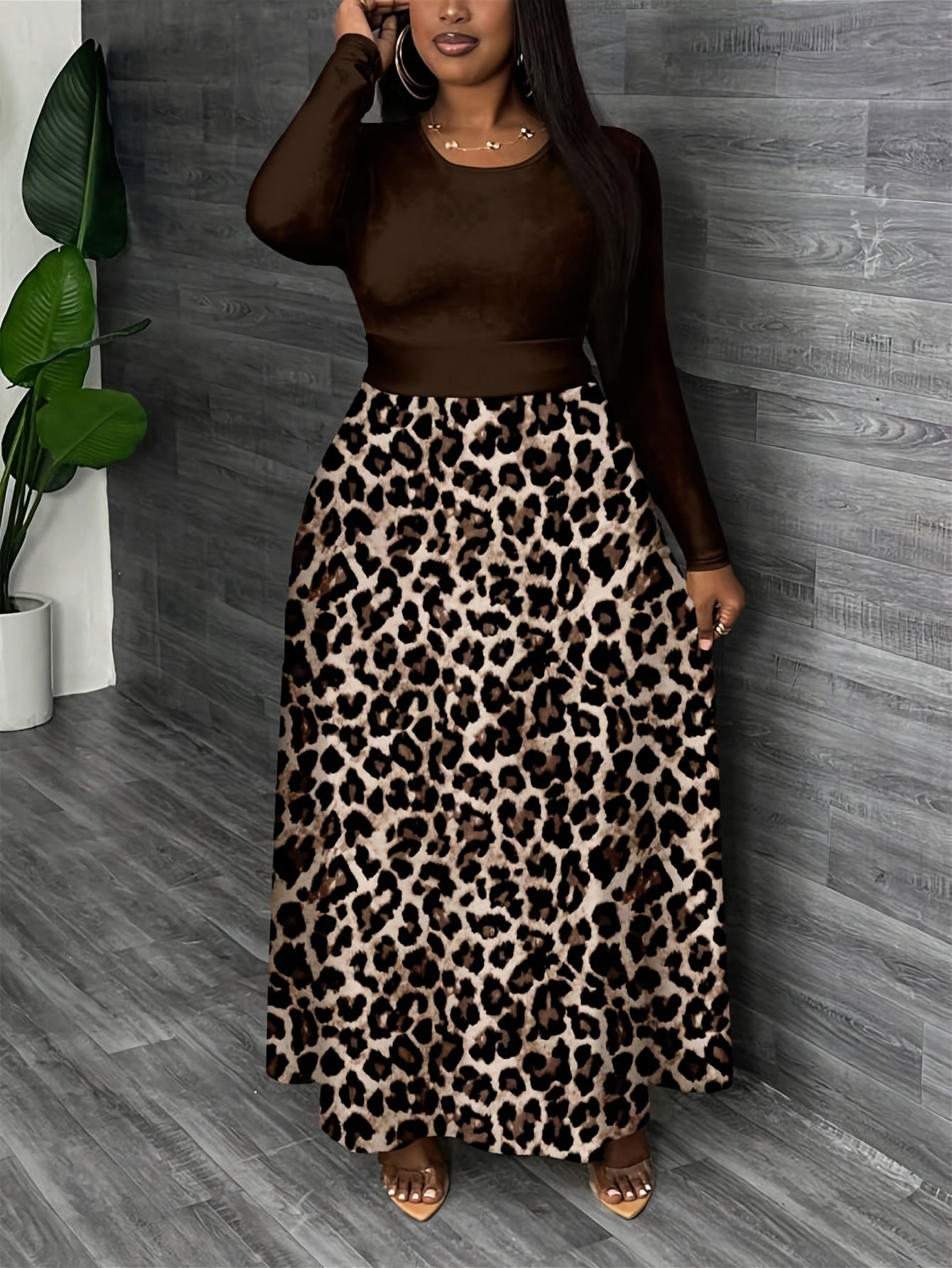 Falda midi acampanada de talla grande para mujer, poliéster, azul vibrante, para todas las estaciones, casual