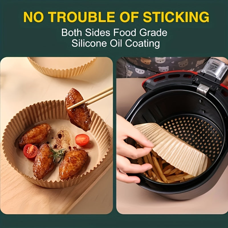 Round Silicone-Coated Non-Stick Air Fryer Liners for Baking and Cooking