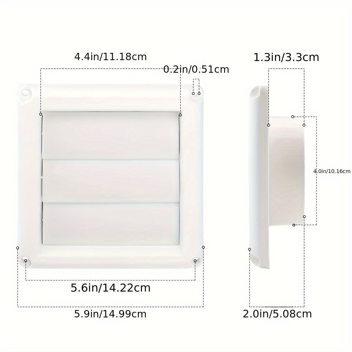 White Dryer Vent Cover with Screen for Exterior Wall Vent Hood Outlet 10.16cm x 15.24cm