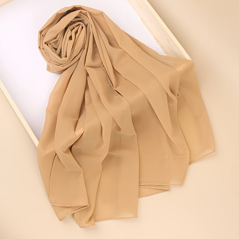 Ayollar uchun marvaridli hashamatli toʻliq rangli chiffon hijab turban sharf