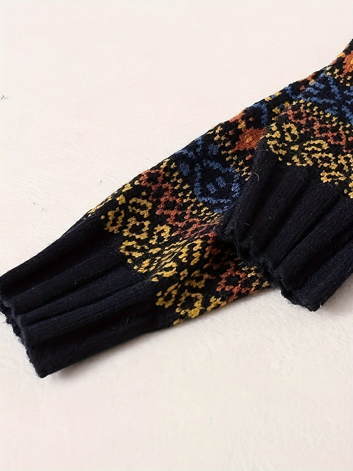 Suéter de talla grande para mujer con patrón geométrico, manga larga, cuello alto y estilo pullover