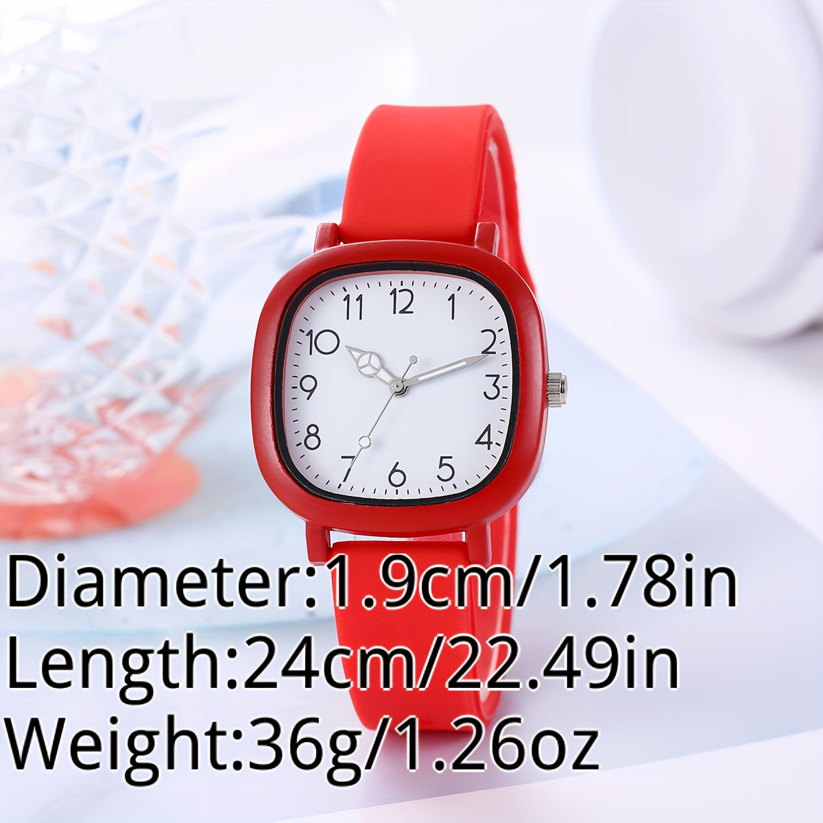 Women's Casual Square Pointer Quartz Watch with Silicone Strap in Candy Colors