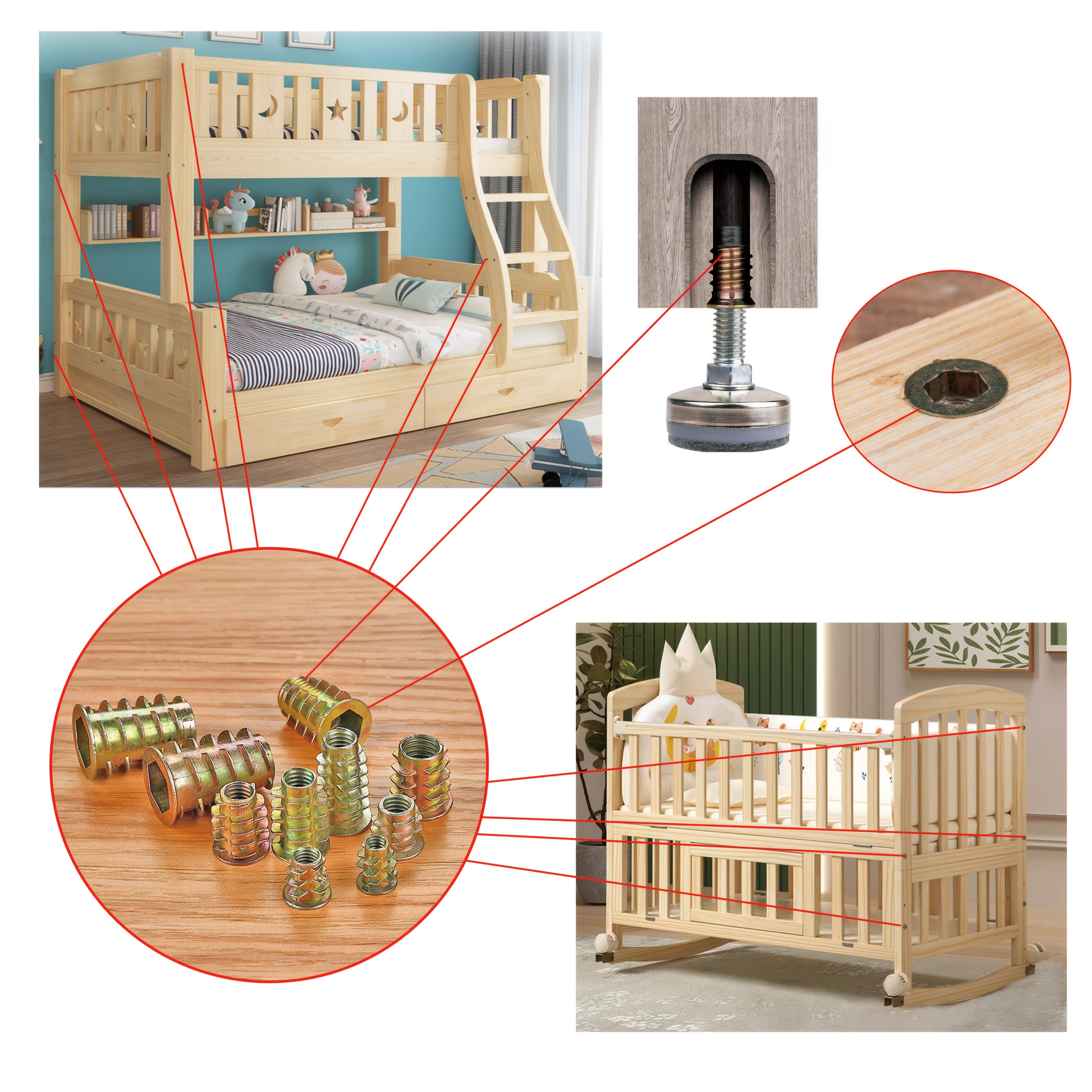 Wooden Furniture Insert Tool Kit 230/70pcs Hex Socket Driver Fastener