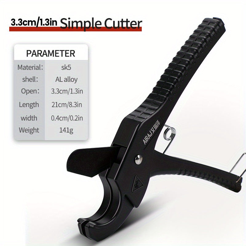 Industrial Pipe Cutter 32-65mm Ratchet Scissors for PVC Rubber Tubing with SK5 Steel Blade