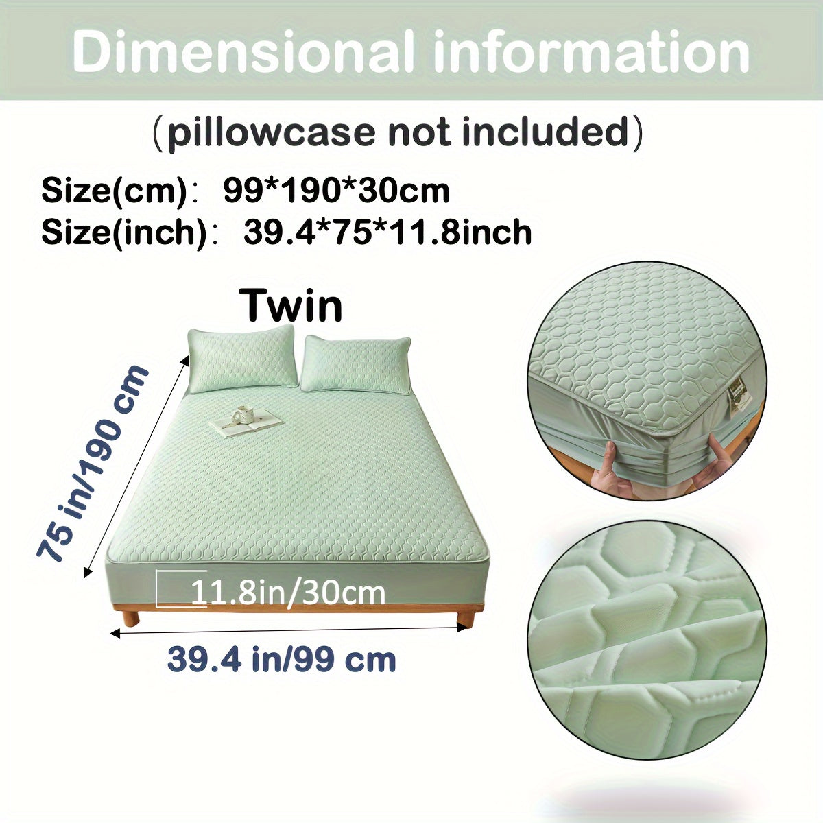 Muz his-tuyg'usi dizayni bilan Lateks Cool Matras Qoplamasi, Bir xil rang, Mashinada yuvish mumkin, Qalin tikilgan ip. Yotoqxonalarga, Talabalar yotoqxonalari, Mehmonxonalar uchun mos. Yostiq qoplamalari kiritilmagan.