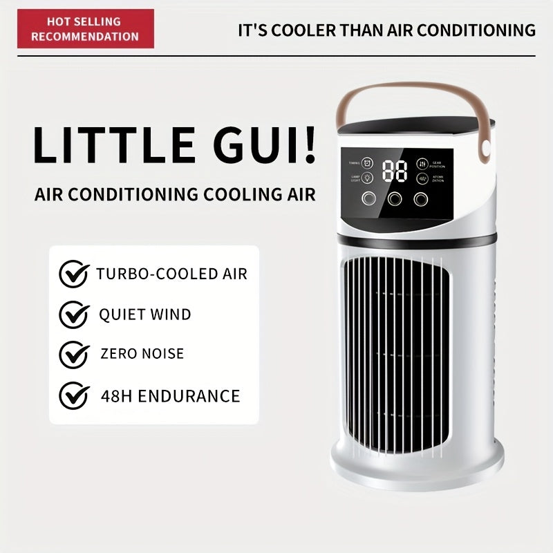 Portable USB Air Conditioner Humidifier Fan with Water Tank Colorful Lights and 9-Speed Settings