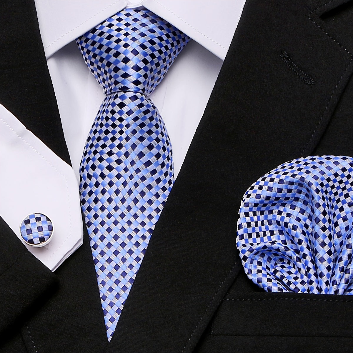 Elegant Paisley Stripe Tie Set with Pocket Square and Cufflinks for Weddings and Formal Events