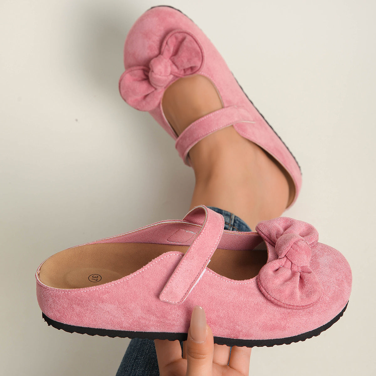 Women's Slip-On Mules with Cushioned EVA Soles and Bow - All-Season Casual Shoes