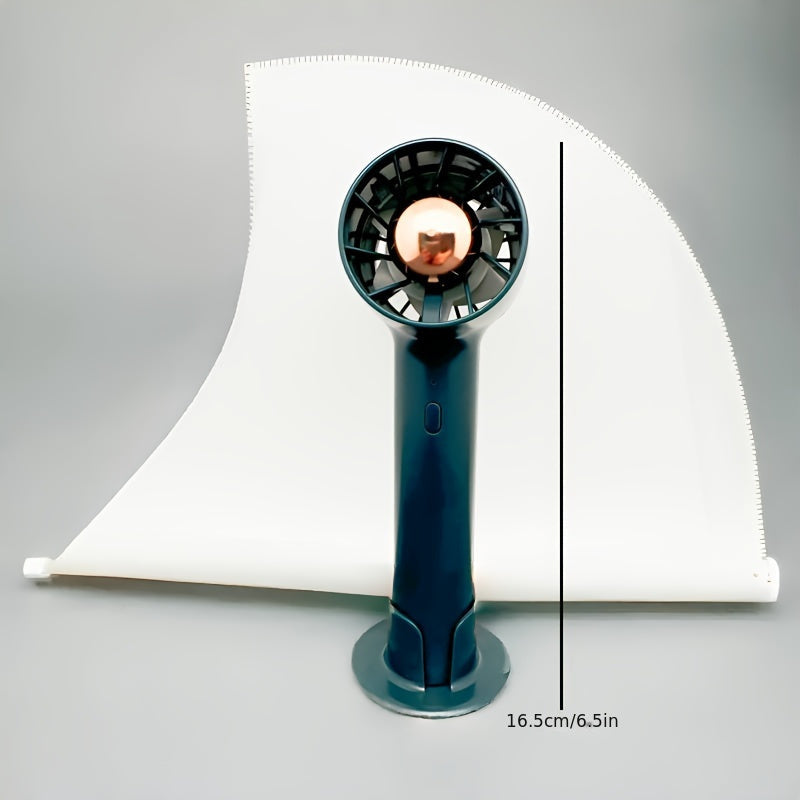 Green Handheld Mini Fan with 3 Speeds, Foldable, USB Rechargeable for Desktop and Personal Use