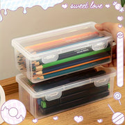 Plastic Storage Box with Hinged Lid for Desk and Drawer Organization