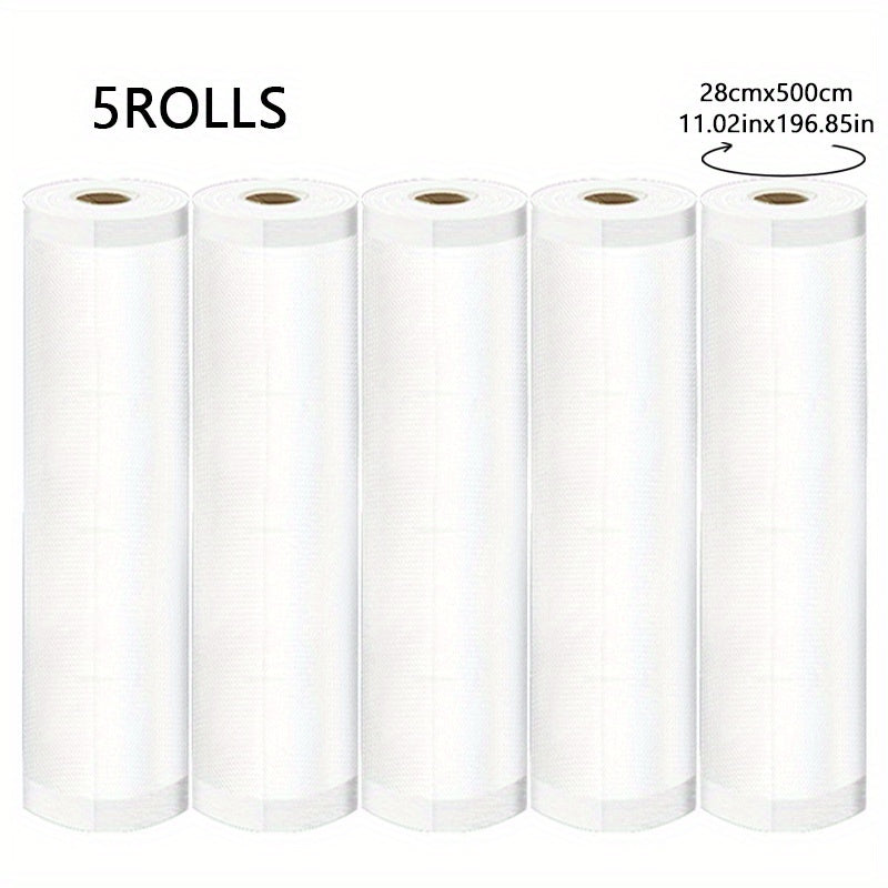 5 dona BPA-siz vakuum yopishqoq paketlar, 5 m og'ir yuk ko'taruvchi rulon, saqlash va pishirish uchun