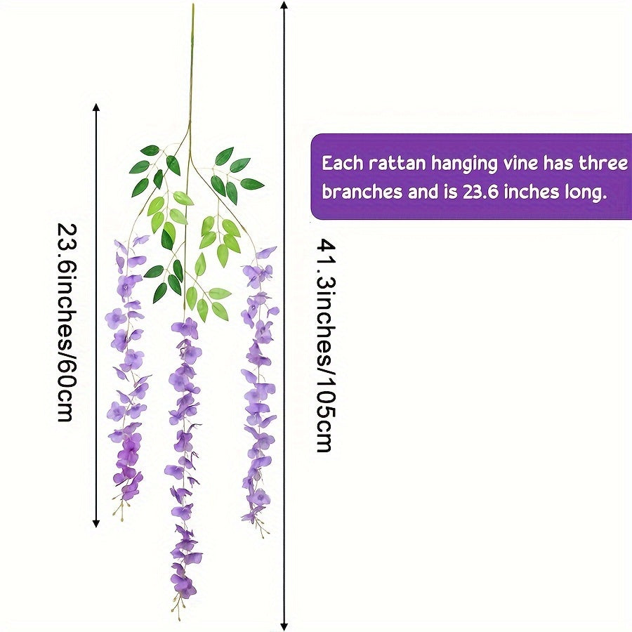 12-шт. гирлянда из искусственных цветов глицинии для свадьбы, вечеринки, сада, офиса или уличного декора.