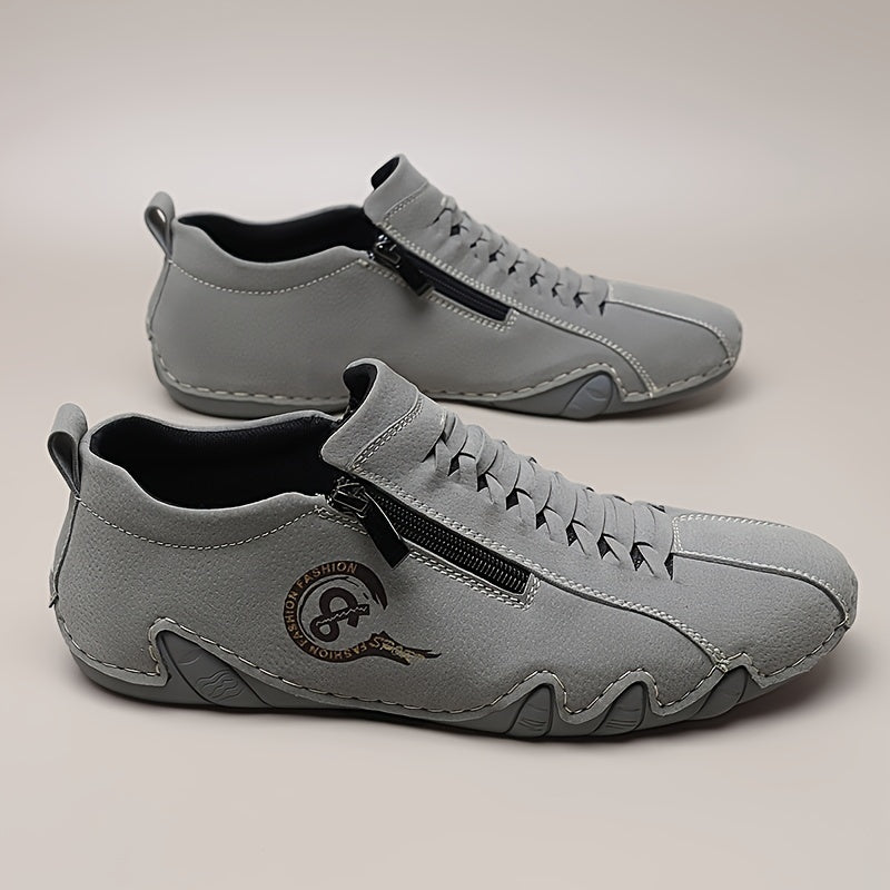 Men's Casual Sneakers Zipper Closure Breathable Woven Rubber Sole Low Top Outdoor Daily Wear