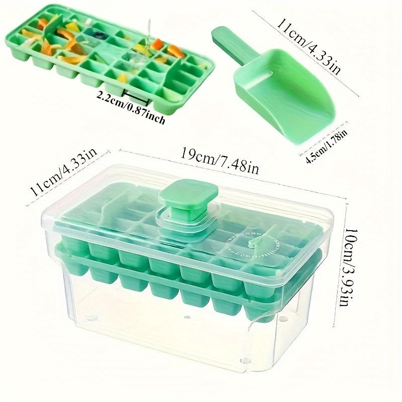 Ice Cube Tray Set with Storage Box and Scoop, 68-Cavity, BPA-Free Plastic
