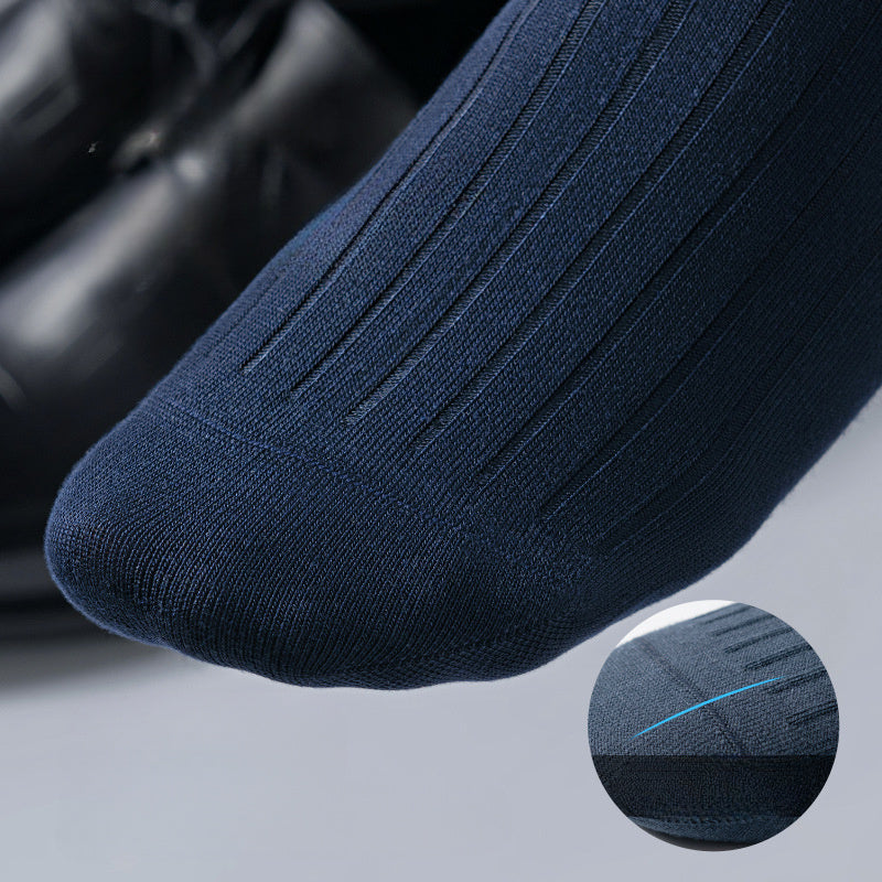 Men's 5-Color Spring Summer Business Style Breathable Polyester Socks Set