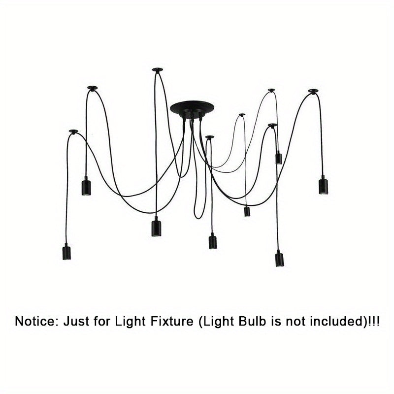 Sanoat uslubidagi ovqatlanish chandeli, sozlanadigan DIY yoritish va bir nechta boshlar bilan. Antik klassik shiftga osilgan o'rgimchak lampasi.