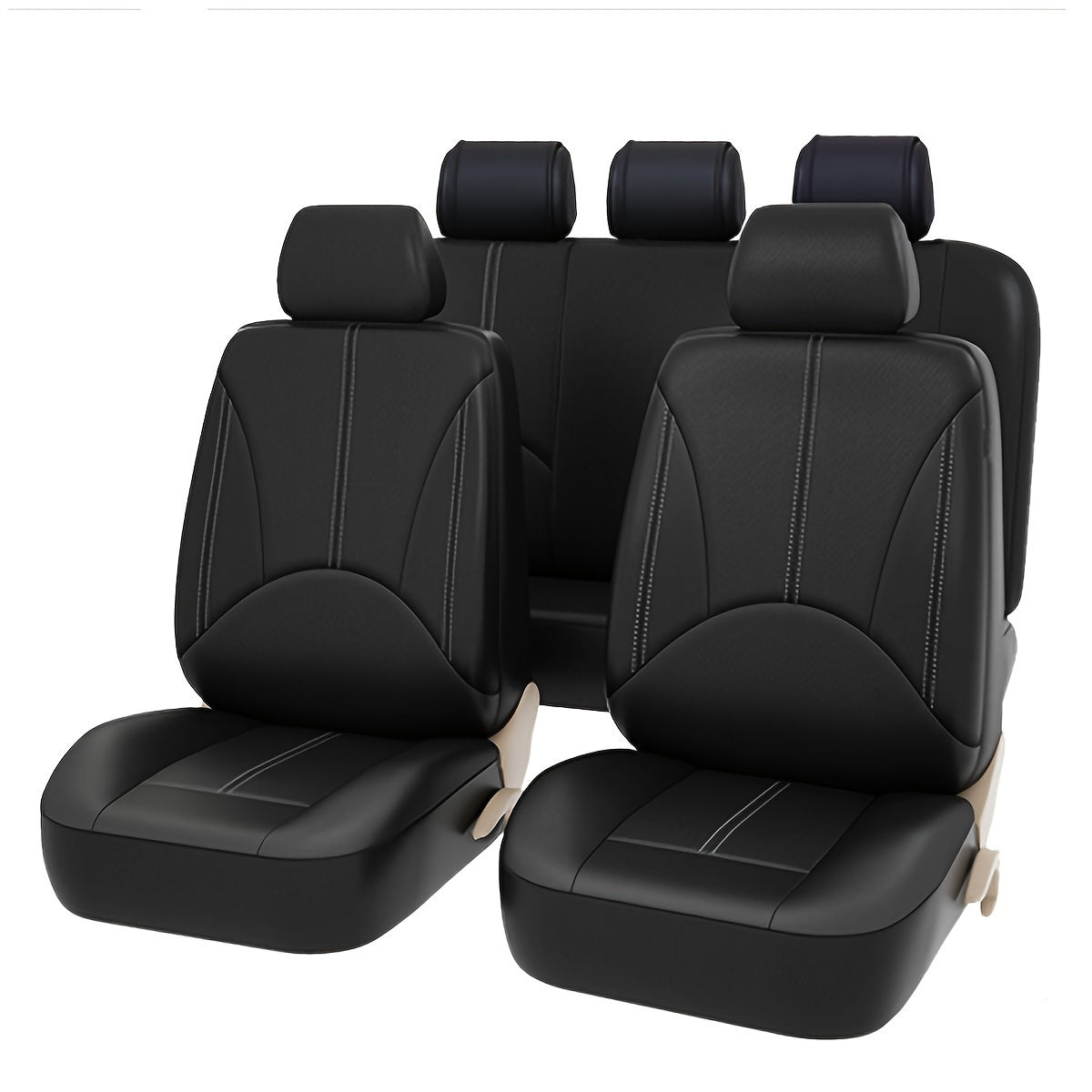 Juego de fundas para asientos de coche de cuero PU de lujo, impermeables, resistentes a las manchas, con protección completa y cojines