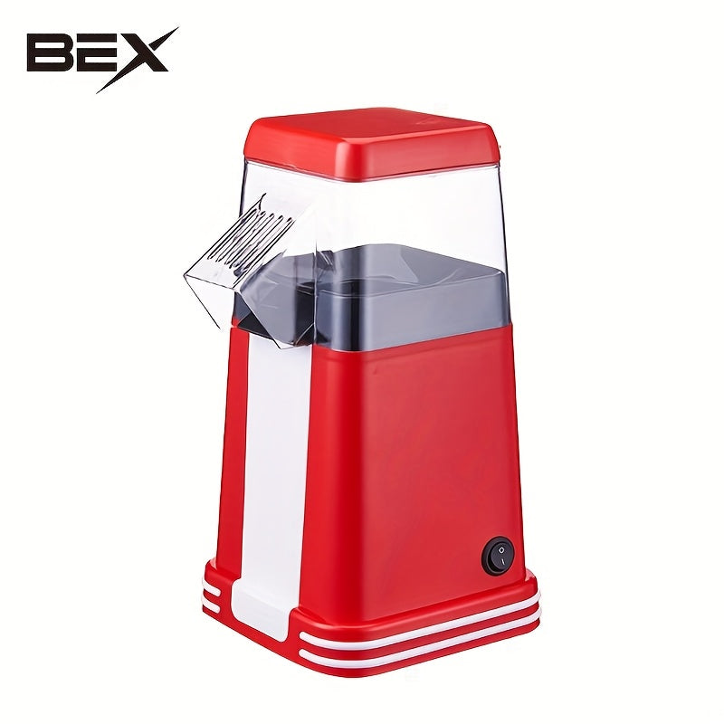 BEX Mini Popcorn Maker qizil rangda, zanglamaydigan po'latdan yasalgan konstruktsiyaga ega. Avtomatik va oson ishlatiladi, moy yoki shakar talab qilinmaydi. Uy, yig'ilishlar va partiyalar uchun mukammal. Katta sig'imli, tez va