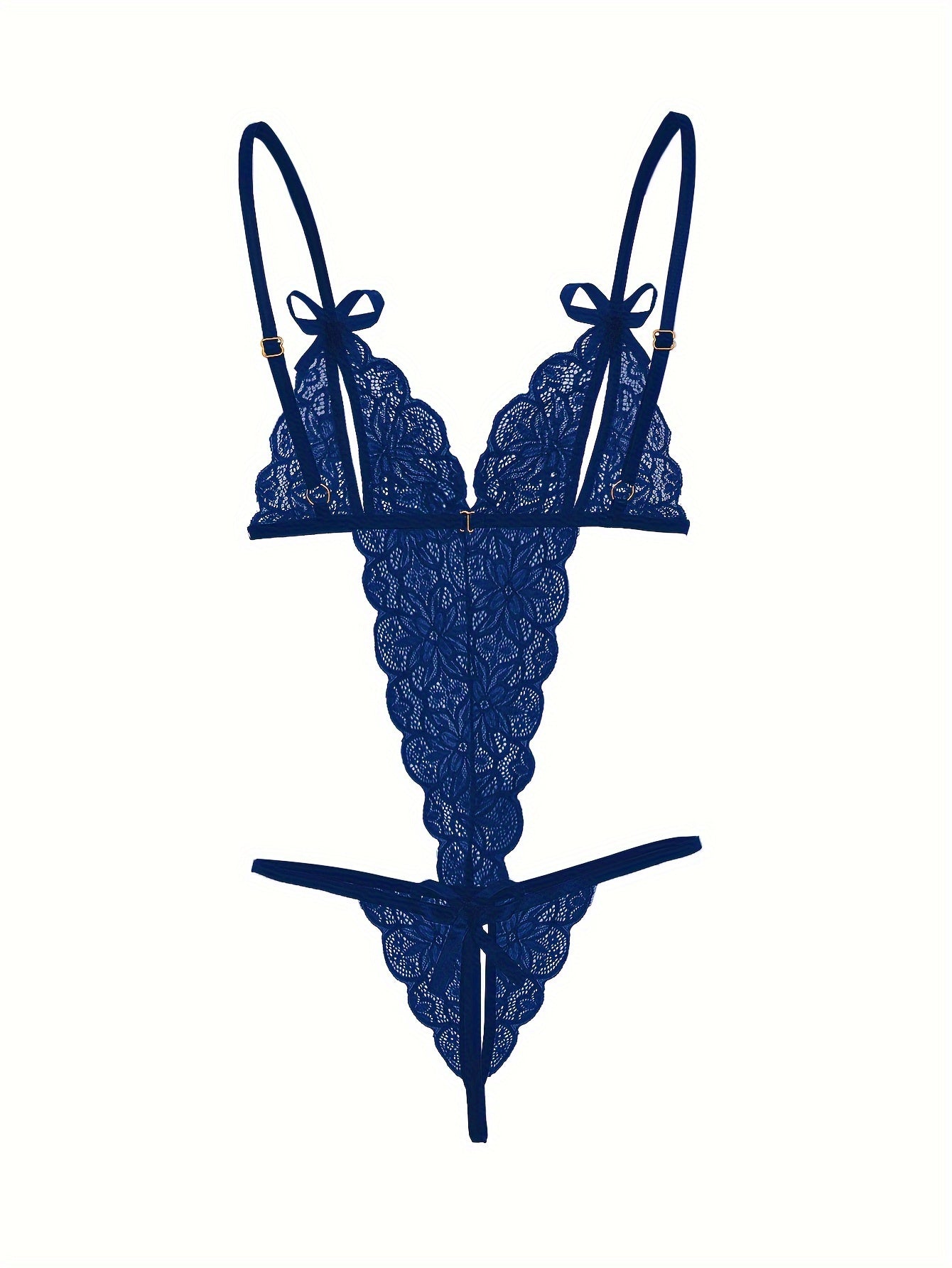 Бюстгальтер из кружевного белья без спинки с открытым промежностью и бантом