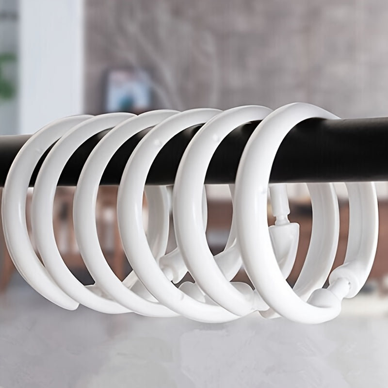 12 Premium Plastic O-Shaped Shower Curtain Rings for Bathroom Use