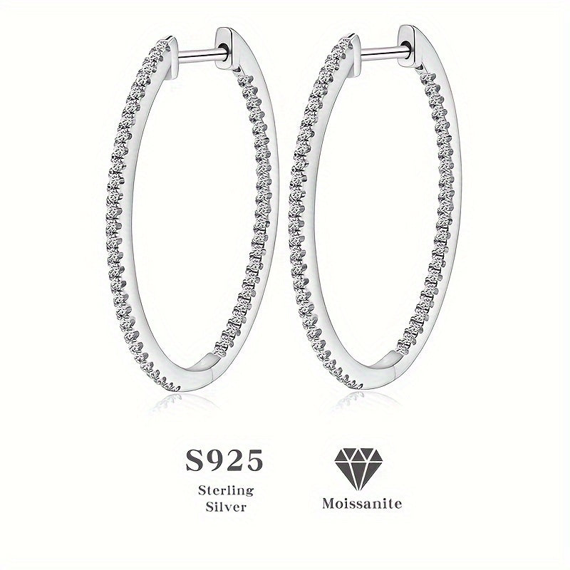Sterling Silver Moissanite Huggie Hoop Earrings December Birthstone Jewelry