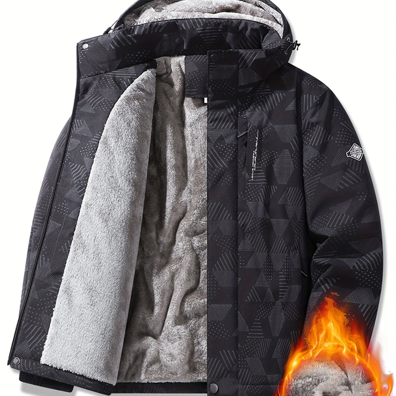 Men's Fleece Jacket Hooded with Pockets for Outdoor and Casual Wear