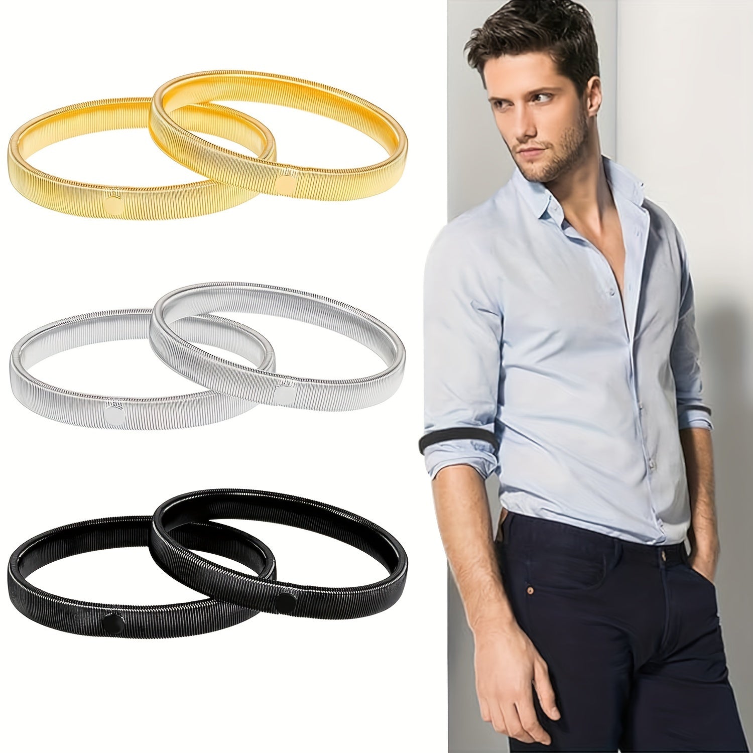 Erkaklar va ayollar uchun 6 ta non-slip metall qopqog'i bilan garterlar to'plami