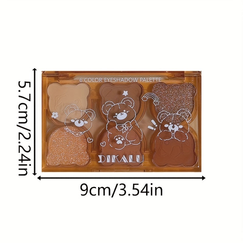 Paleta de sombras de ojos de 6 colores para mujer tonos tierra nude mate y con brillo compacto