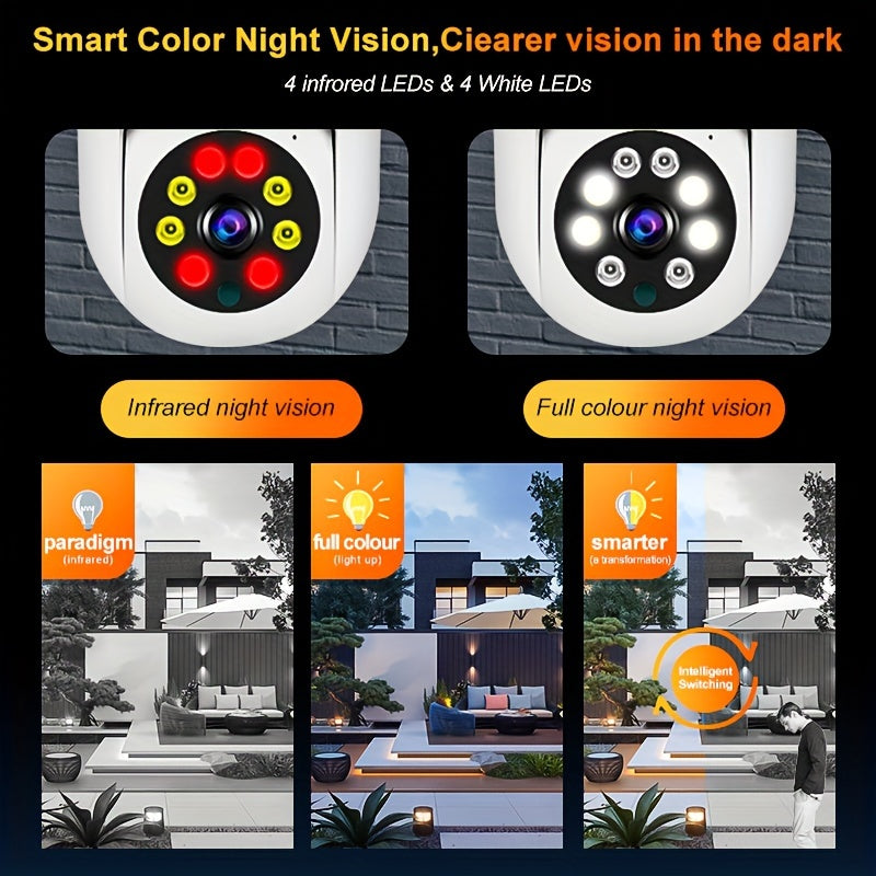 HD Security Camera 1440P Full Color Night Vision Wi-Fi Pan Tilt Zoom Two-Way Audio for Home Monitoring