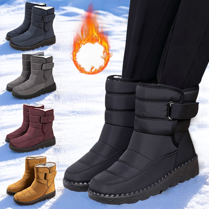 Women's Warm Thickened Flat-Top Mid-Calf Winter Boots Sizes 36-45