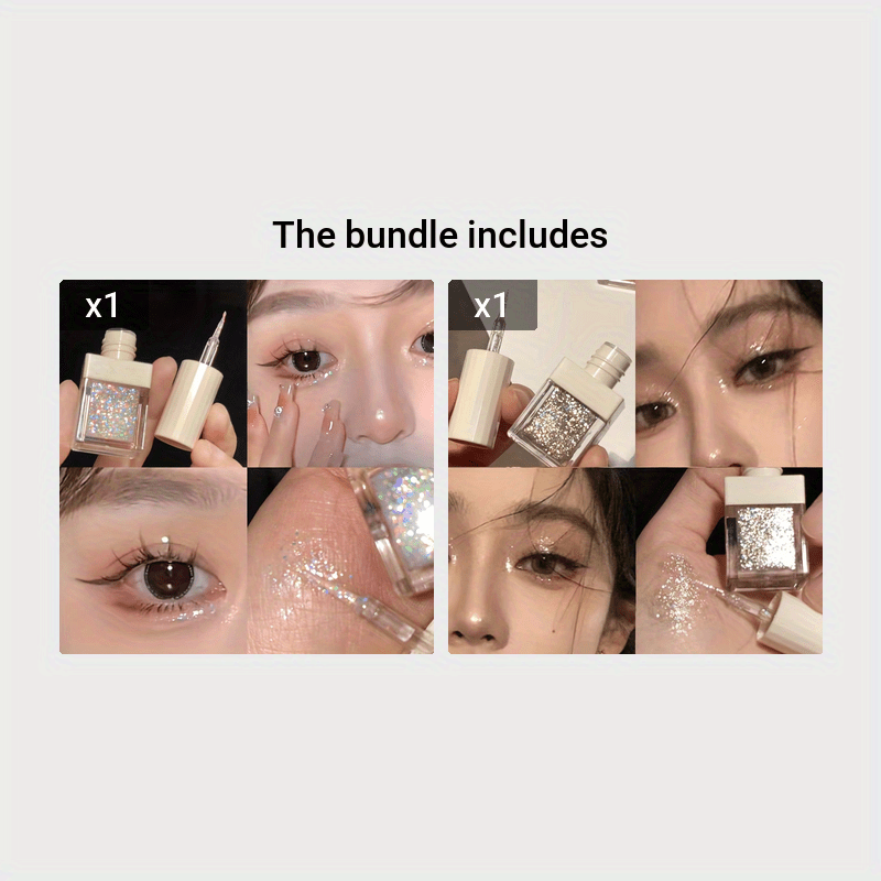 Sombra líquida para ojos para mujer con purpurina, piedras de rhinestone y iluminador