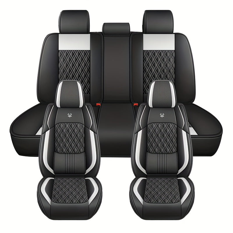 Universal avtomobil o‘rindiq qoplamalari 5-o‘rin PU charm diamond naqshli barcha mavsum uchun