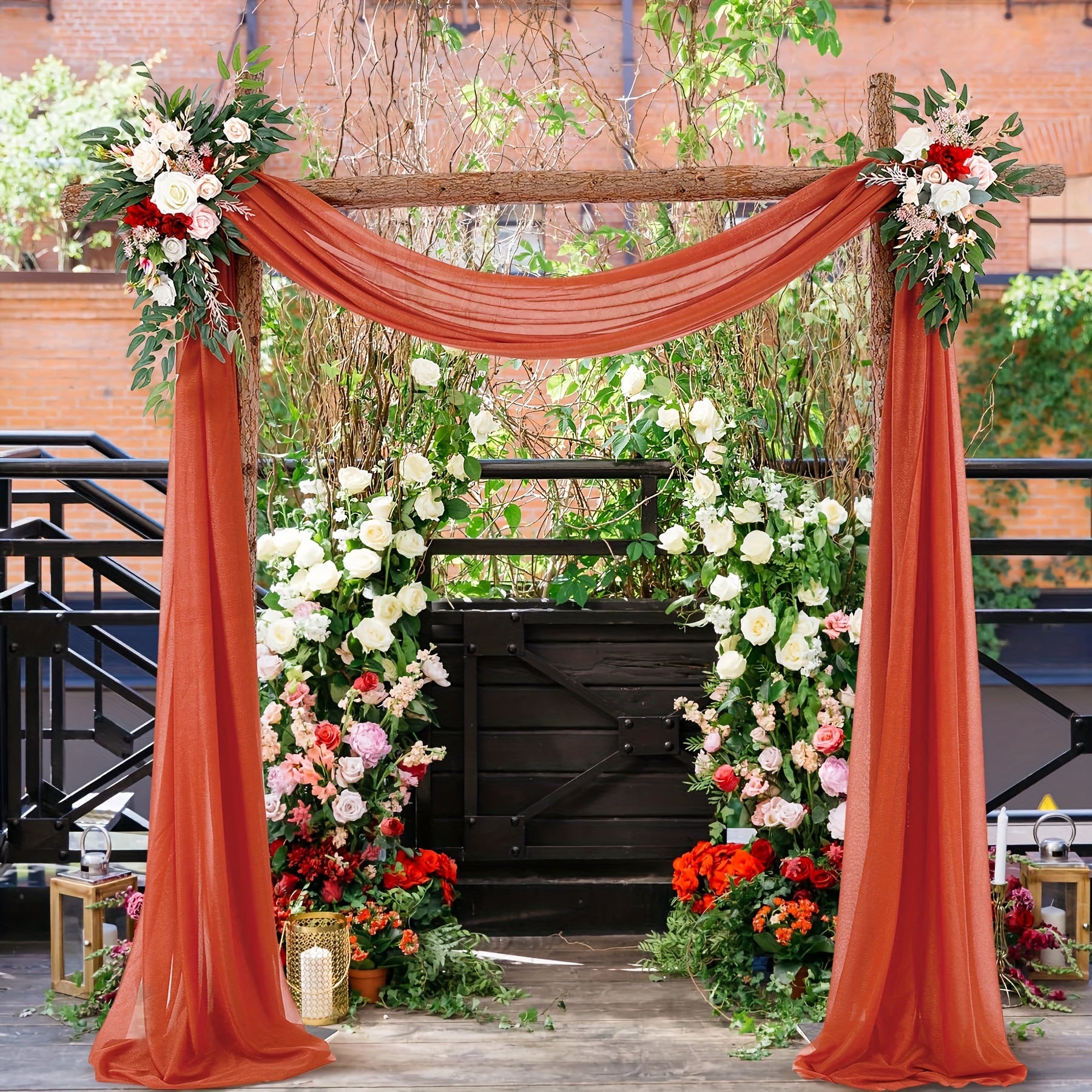 Polyester Sheer Fabric Draping Panel for Wedding Arch Backdrop Curtain Voile for Ceremony and Party Decor
