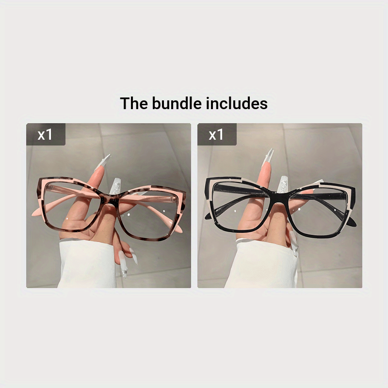 Ayollar uchun rangli blokli mushuk ko'zli ko'zoynaklar, shaffof linzalar, kompyuter ko'zoynaklari