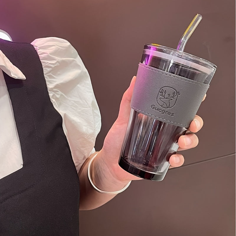 Glass Mug with Bamboo-Inspired Design, Large Capacity, Suitable for Coffee and Milk Tea