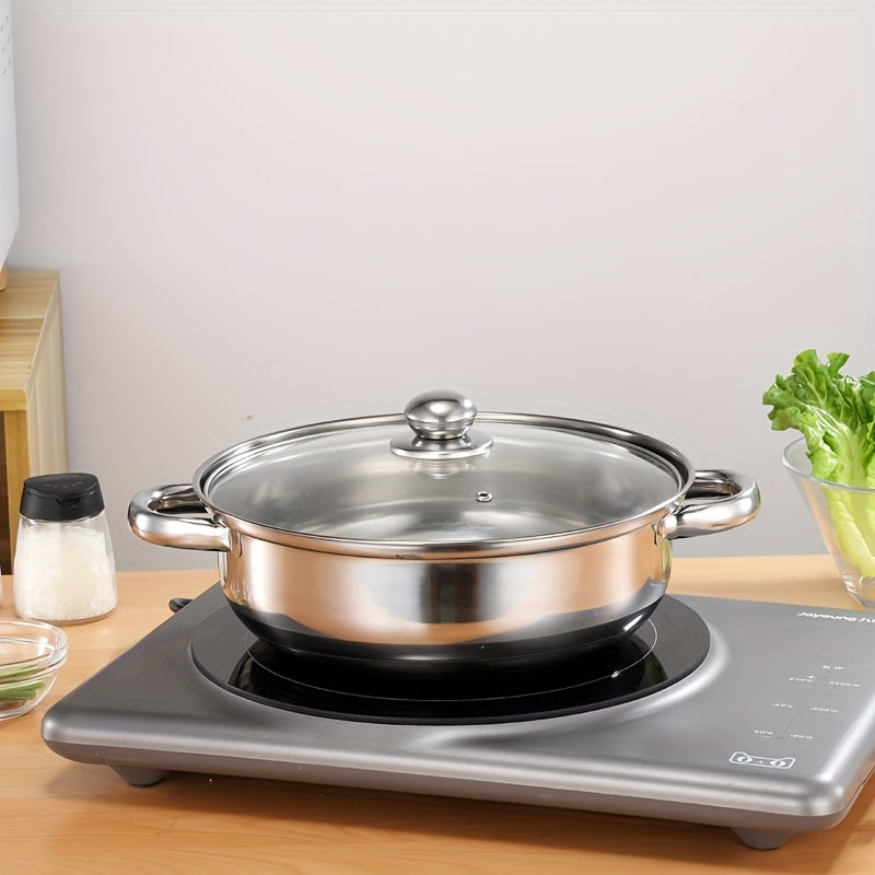 Stainless Steel Double-Layer Steamer Pot with Transparent Lid and Composite Bottom