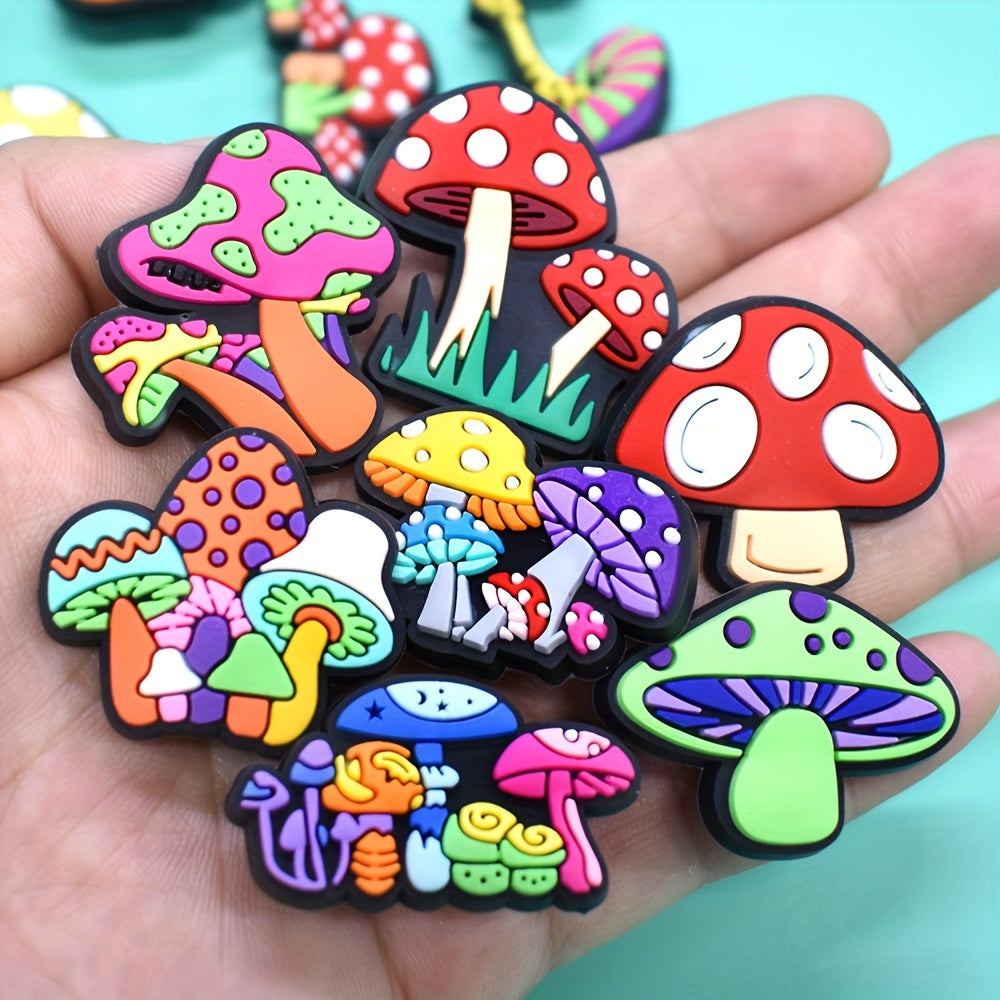 15Pcs Mushroom Plant Shoe Charms for Sandals Decoration Plastic Accessories