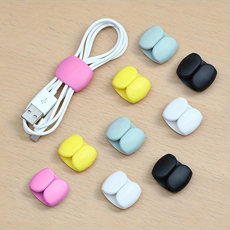 Plastic Cable Organizer Clips for Charging and Earphone Cords Tangle-Free Storage Set of 10